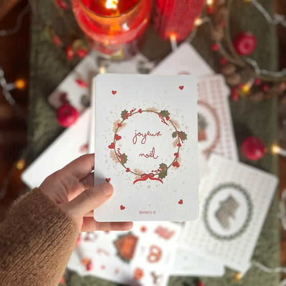 Carte postale Couronne Joyeux Noël Papier Poetic