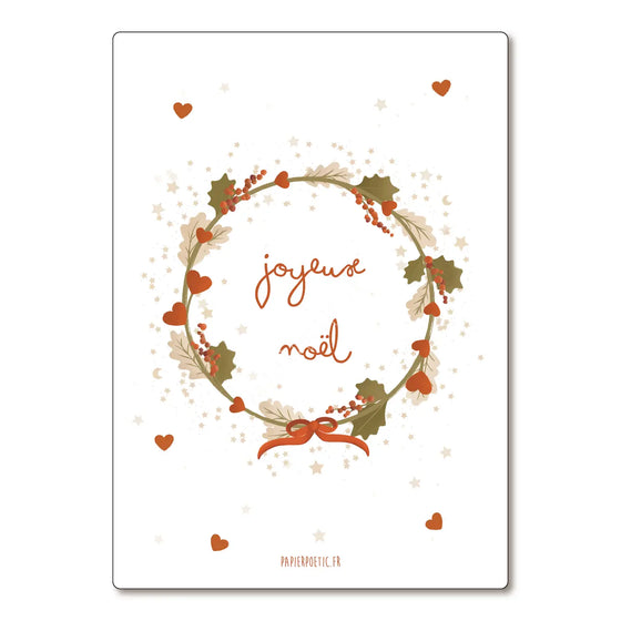 Carte postale Couronne Joyeux Noël Papier Poetic