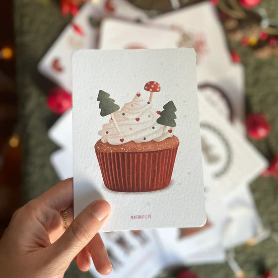 Carte postale Cupcake de Noël Papier Poetic