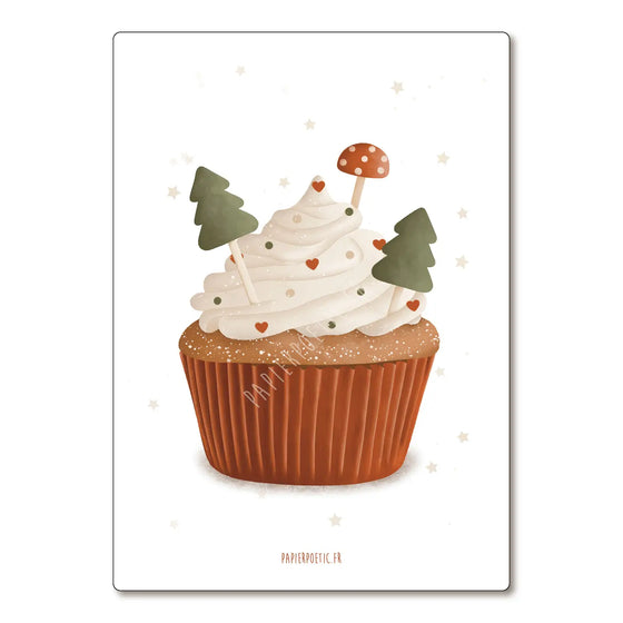 Carte postale Cupcake de Noël Papier Poetic