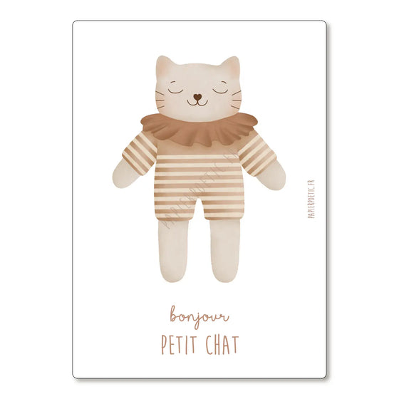 Carte postale illustrée Bonjour Petit Chat Papier Poetic – Ma Biche concept store
