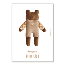  Carte postale ours marron Petit Chou illustration douce Papier Poetic