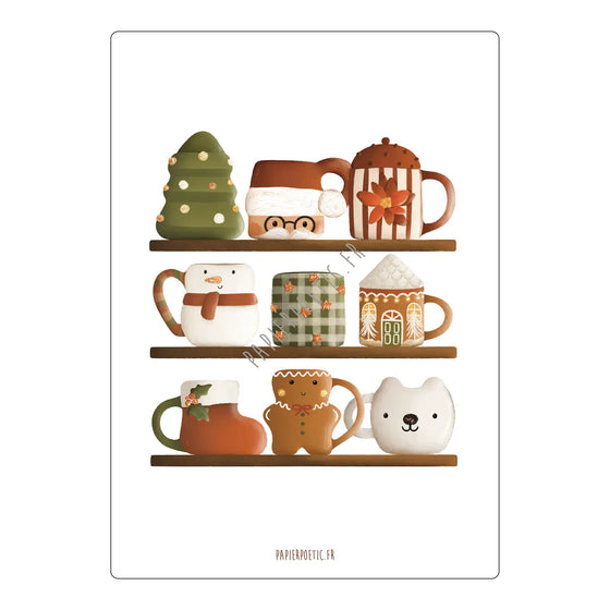 Carte postale Étagères Mugs Papier Poetic