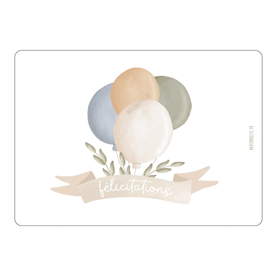 Carte postale Félicitations avec ballons colorés Papier Poetic – Ma Biche concept store