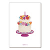 Carte anniversaire Papier Poetic avec gâteau fleuri coloré et illustration poétique