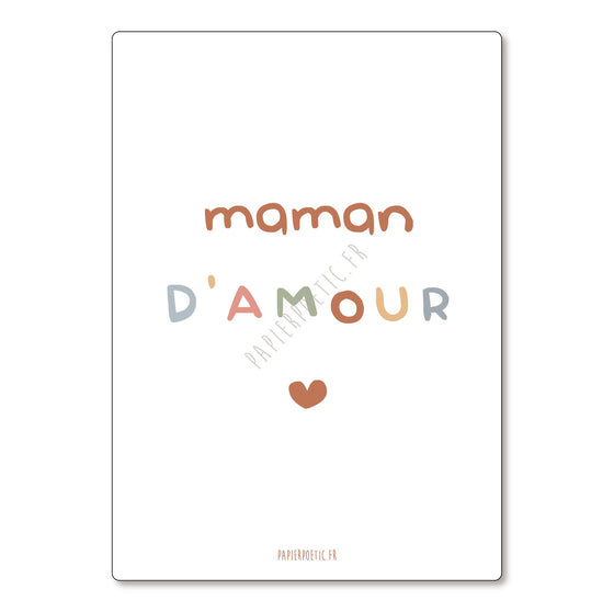 Carte postale “Maman d’amour” en lettres multicolores – Papier Poetic