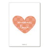 Carte postale cœur orange damier avec texte "Maman Louve" – Papier Poetic