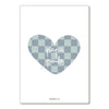 Carte postale cœur damier bleu avec texte "Papa Poule" – Papier Poetic
