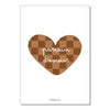 Carte postale cœur damier marron avec texte "Parrain d’amour" – Papier Poetic