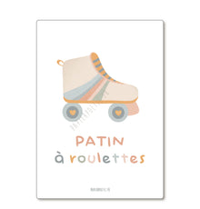  Carte postale rétro avec dessin de patin à roulettes pastel – Papier Poetic