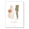Carte mariage Félicitations Papier Poetic avec silhouettes des mariés et bouquet de fleurs