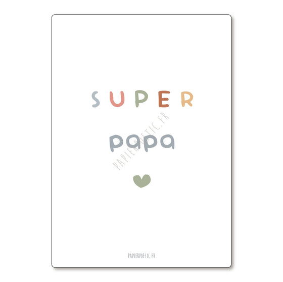 Carte postale “Super Papa” en lettres colorées – Papier Poetic