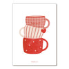 Carte postale tasses d’amour illustration mugs rouges – Papier Poetic – carte famille et déco