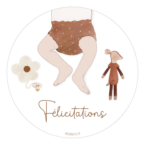 Carte ronde "Félicitations Fille" - Papier Poetic