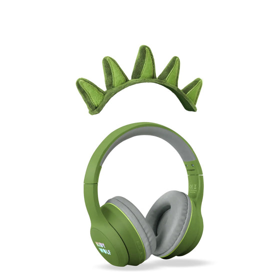 Casque audio enfant Bluetooth Kidywolf Dino avec oreilles amovibles