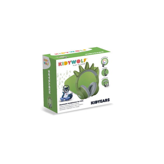 Casque audio enfant Bluetooth Kidywolf Dino avec oreilles amovibles