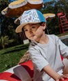 Casquette enfant Hello Hossy Baseball Game style trucker bleu avec filet respirant et motif baseball – accessoire été