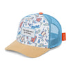 Casquette enfant Hello Hossy Baseball Game style trucker bleu avec filet respirant et motif baseball – accessoire été