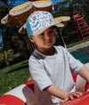 Casquette enfant Hello Hossy Baseball Game style trucker bleu avec filet respirant et motif baseball – accessoire été