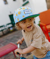 Casquette enfant Hello Hossy Bball Crew bleu motif basketball et visière marine – accessoire enfant été sport tendance