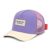 Casquette enfant Hello Hossy violet pastel avec filet rose et visière beige – casquette trucker enfant été tendance