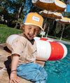Casquette enfant Hello Hossy Mini Canyon orange et jaune avec filet violet – casquette trucker enfant été tendance