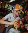 Casquette enfant Hello Hossy Mini Canyon orange et jaune avec filet violet – casquette trucker enfant été tendance