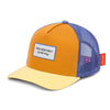 Casquette enfant Hello Hossy Mini Canyon orange et jaune avec filet violet – casquette trucker enfant été tendance