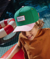 Casquette enfant Hello Hossy Mini Green verte avec visière rose – accessoire enfant été tendance concept store famille