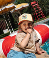Casquette enfant Hello Hossy Rolling Pony beige et vert avec filet marron – casquette trucker enfant été tendance