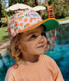 Casquette enfant Hello Hossy Springtime beige motif fleurs et visière orange – accessoire enfant été tendance