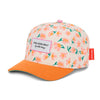 Casquette enfant Hello Hossy Springtime beige motif fleurs et visière orange – accessoire enfant été tendance