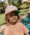 Casquette enfant Hello Hossy Springtime beige motif fleurs et visière orange – accessoire enfant été tendance