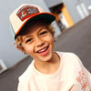 Casquette enfant Hello Hossy beige orange filet respirant style trucker