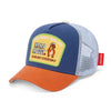 Casquette enfant Hello Hossy bleu orange filet respirant patch Good Day