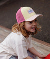 Casquette enfant Hello Hossy Mini Chupa jaune pastel avec filet rose