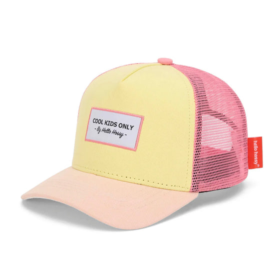 Casquette enfant Hello Hossy Mini Chupa jaune pastel avec filet rose