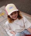 Casquette enfant Hello Hossy Mini Chupa jaune pastel avec filet rose