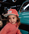 Casquette enfant Hello Hossy velours Pitaya rose framboise et visière rose clair