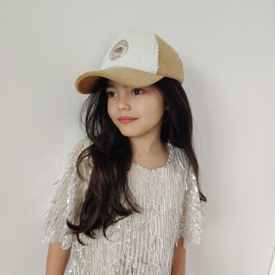 Casquette velours et sherpa enfant Cocooning Poule Party.