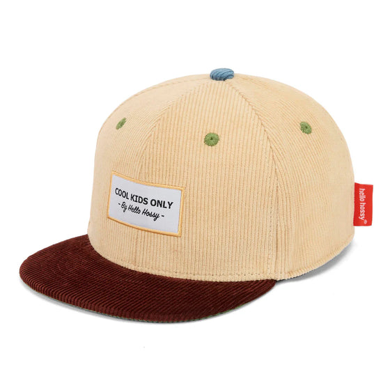 Casquette en velours Sweet Almond Hello Hossy beige et marron pour enfant et adulte