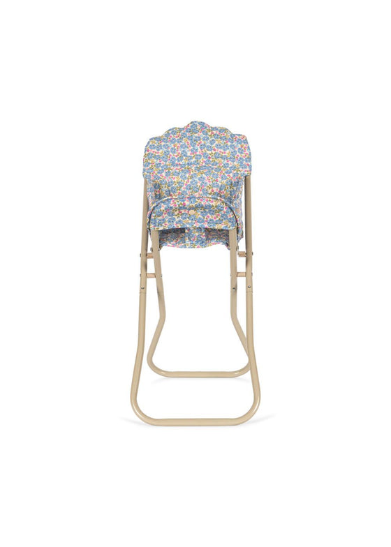 Chaise haute Fleur Rosier pour poupée Konges Slojd en métal et tissu fleuri bleu