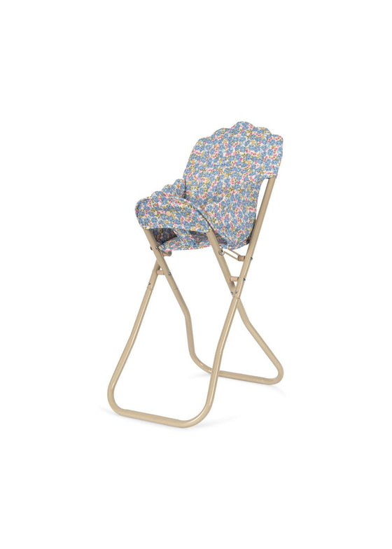 Chaise haute Fleur Rosier pour poupée Konges Slojd en métal et tissu fleuri bleu