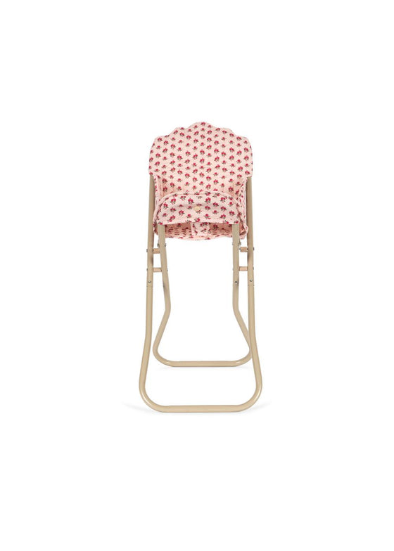 Chaise haute Rosie Rose pour poupée Konges Slojd en métal avec housse fleurie rose