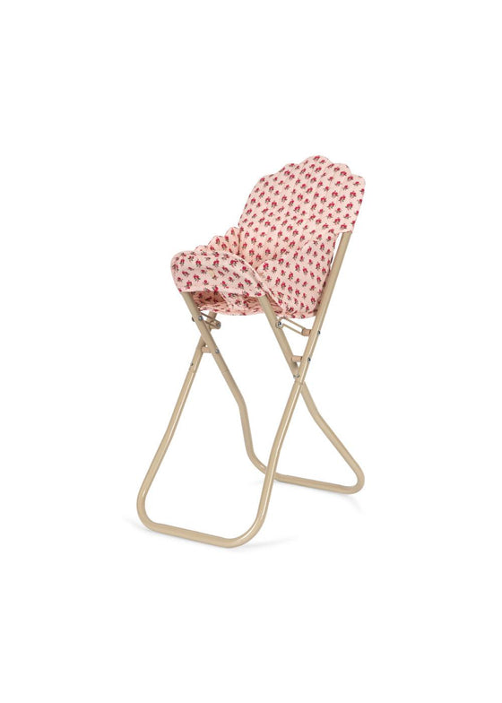 Chaise haute Rosie Rose pour poupée Konges Slojd en métal avec housse fleurie rose