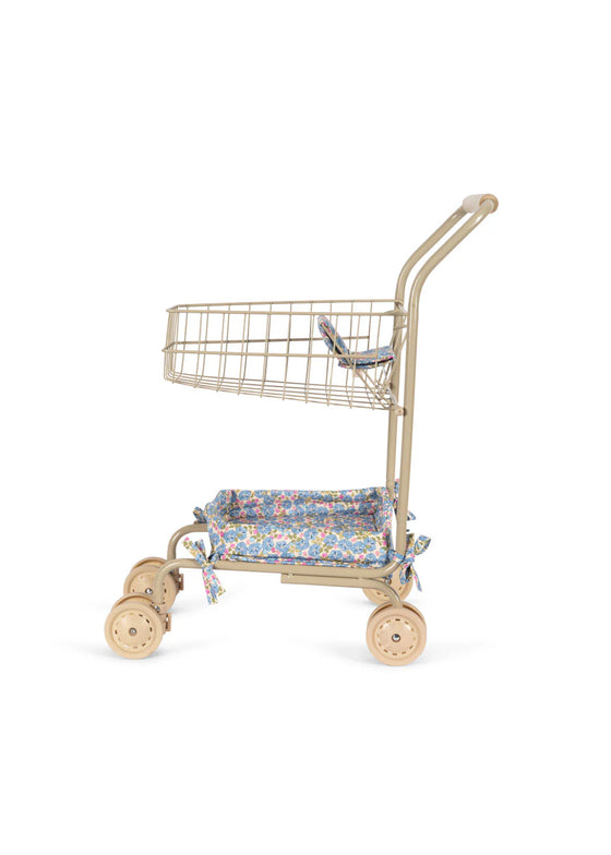 Caddy de courses pour poupées Rosie Rose Konges Slojd en métal avec tissu fleuri