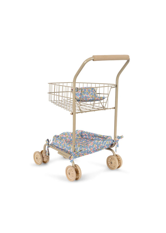 Caddy de courses pour poupées Rosie Rose Konges Slojd en métal avec tissu fleuri