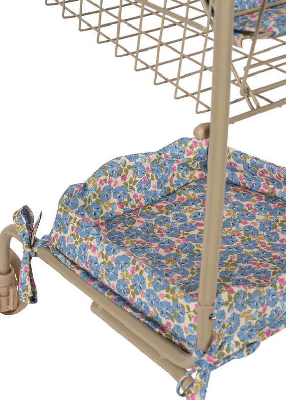 Caddy de courses pour poupées Rosie Rose Konges Slojd en métal avec tissu fleuri
