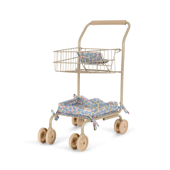Caddy de courses pour poupées Rosie Rose Konges Slojd en métal avec tissu fleuri