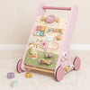 Chariot de marche en bois rose Fairy Garden Little Dutch avec jeux d’éveil pour bébé